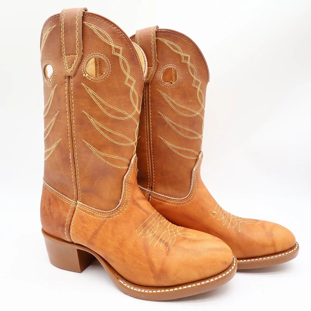 Acme Vintage Cowboy Boots Kids 3.5 D Russet Driftwood Leather New In Box